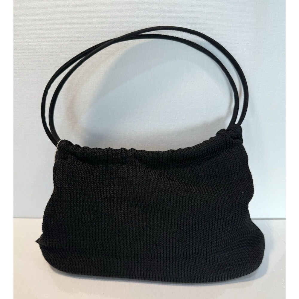 THE SAK Black Bag Crochet Double Handle Lightweight Packable Lined Purse Classic
